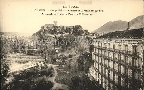 Lourdes Hautes Pyrenees Vue partielle du Gallia et Londres Hotel Avenue Grotte Parc Chateau Fort Kat. Lourdes
