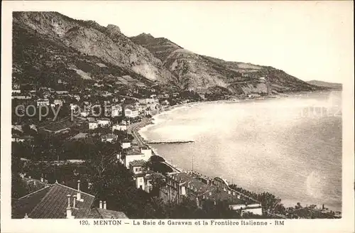 Menton Alpes Maritimes Baie de Garavan et Frontiere italienne Kat. Menton