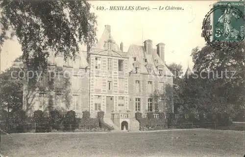 Menilles Chateau Stempel auf AK Kat. Menilles