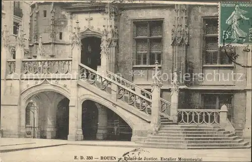 Rouen Palais de Justice Escalier Monumental Stempel auf AK Kat. Rouen