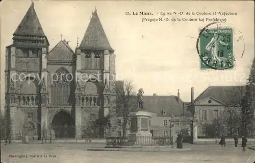 Le Mans Sarthe Eglise Notre Dame de la Couture et Prefecture Stempel auf AK Kat. Le Mans