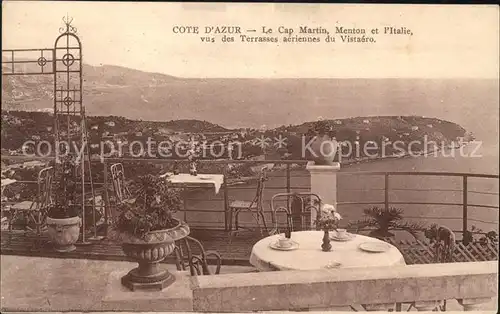 Cap Martin Vue panoramique avec Menton et l Italie Terrasses du Vistaero Kat. Roquebrune Cap Martin