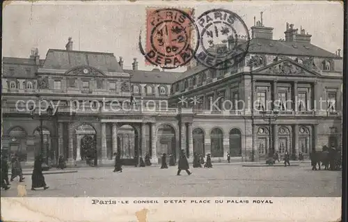 Paris Conseil d Etat Place du Palais Royal Stempel auf AK Kat. Paris