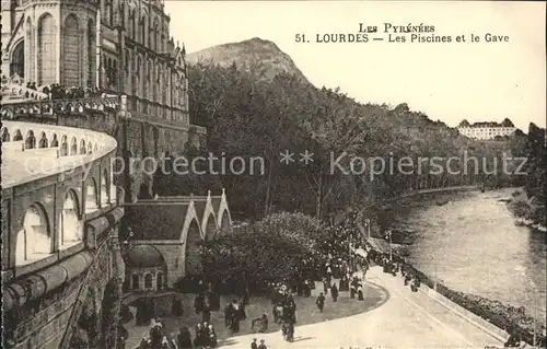 Lourdes Hautes Pyrenees Les Piscines et le Gave Kat. Lourdes