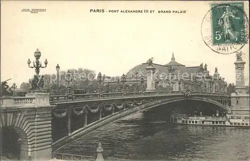 Paris Pont Alexandre III et Grand Palais Stempel auf AK Kat. Paris