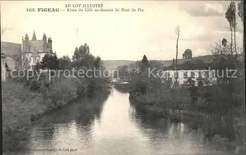Figeac Rives du Cele vue du Pont du Pin Kat. Figeac