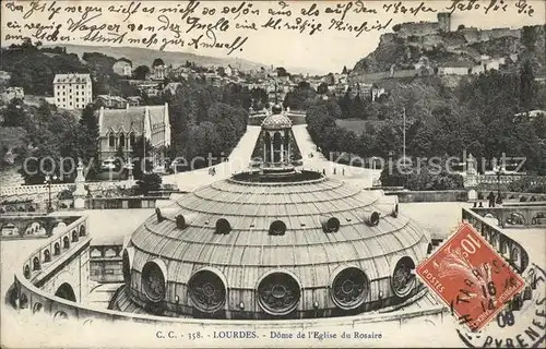 Lourdes Hautes Pyrenees Dome de l Eglise du Rosaire Stempel auf AK Kat. Lourdes