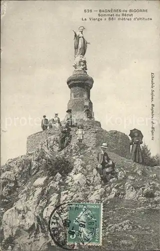 Bagneres de Bigorre Sommet du Bedat La Vierge Statue Stempel auf AK Kat. Bagneres de Bigorre
