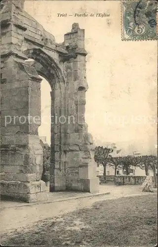 Triel sur Seine Porche de l Eglise Stempel auf AK Kat. Triel sur Seine