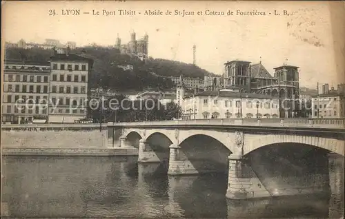 Lyon France Le Pont Tilsitt Abside de Saint Jean et Coteau de Fourvieres Kat. Lyon