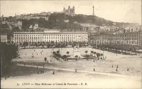 Lyon France Place Bellecour et Coteau de Fourviere Monument Kat. Lyon