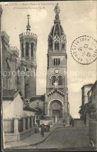 Lyon France Eglise Notre Dame de Fourvieres Stempel auf AK Kat. Lyon