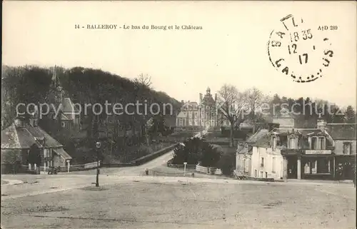 Balleroy Le bas du Bourg et le Chateau Stempel auf AK Kat. Balleroy