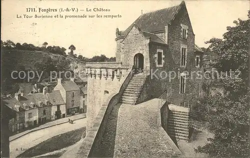 Fougeres Chateau Tour Surienne Promenade sur les remparts Kat. Fougeres
