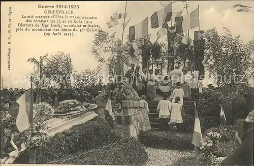 Gerbeviller Celebration du 1er anniversaire des Combats 1914 Grande Guerre 1. Weltkrieg Kat. Gerbeviller