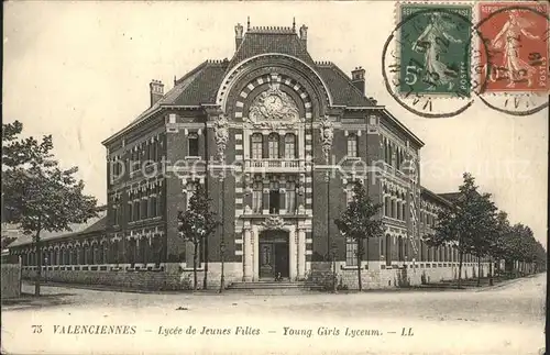 Valenciennes Lycee de Jeunes Filles Stempel auf AK Kat. Valenciennes