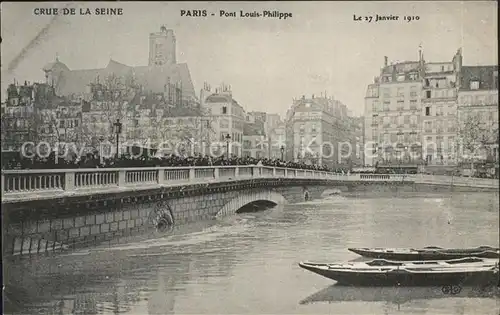 Paris Crue de la Seine Pont Louis Philippe Janvier 1910 Kat. Paris
