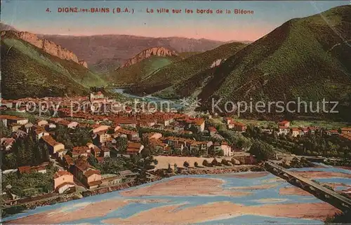 Digne les Bains La ville sur les bords de la Bleone Pont Kat. Digne les Bains