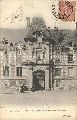 Lisieux Porte des Tribunaux ancien Palais Episcopal Stempel auf AK Kat. Lisieux