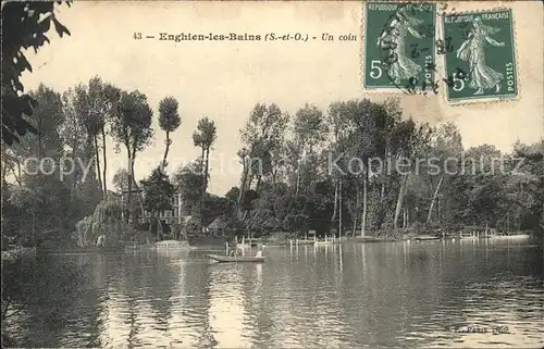 Enghien les Bains Un coin au Lac Stempel auf AK Kat. Enghien les Bains