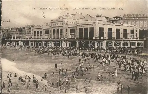 Biarritz Pyrenees Atlantiques Le Casino Municipal Plage Grande Maree Kat. Biarritz