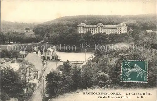 Bagnoles de l Orne Le Grand Hotel vu du Roc au Chien Stempel auf AK Kat. Bagnoles de l Orne