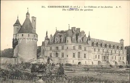 Chenonceaux Indre et Loire Chateau et les Jardins Kat. Chenonceaux