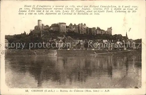 Chinon Indre et Loire Ruines du Chateau Monument historique Kat. Chinon