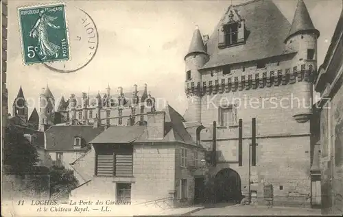 Loches Indre et Loire Chateau Royal et la Porte des Cordeliers Stempel auf AK Kat. Loches