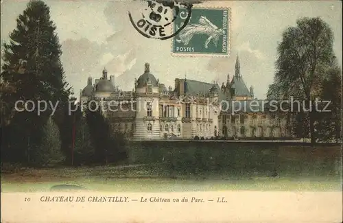 Chantilly Chateau vu du Parc Stempel auf AK Kat. Chantilly