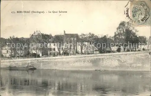 Bergerac Le Quai Salvette Stempel auf AK Kat. Bergerac