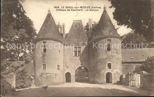 Le Breil sur Merize Chateau de Peschere Le Donjon Kat. Le Breil sur Merize