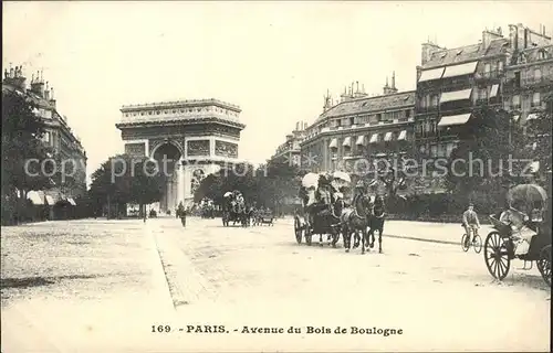Paris Avenue du Bois de Boulogne Pferdedroschken Kat. Paris