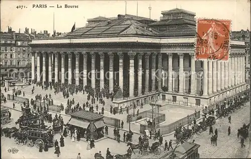 Paris La Bourse Pferdekutsche Stempel auf AK Kat. Paris