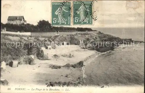 Pornic Plage de la Birochere Stempel auf AK Kat. Pornic