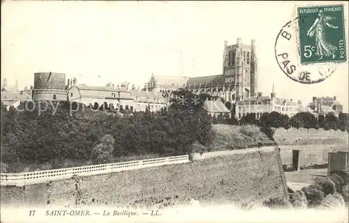 Saint Omer Pas de Calais Basilique Stempel auf AK Kat. Saint Omer