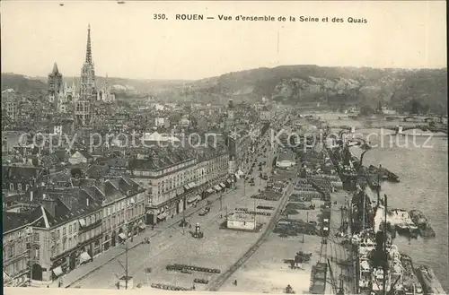 Rouen Vue d ensemble de la Seine et des Quais Kat. Rouen