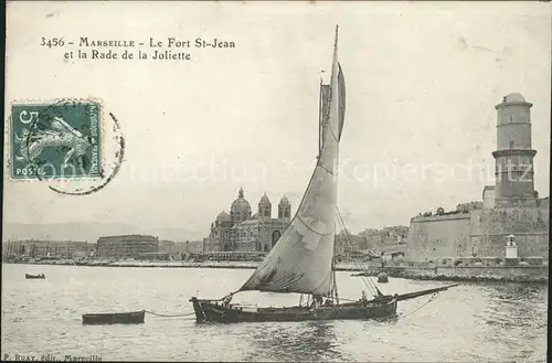 Marseille Fort Saint Jean et la Rade de la Joliette Stempel auf AK Kat. Marseille