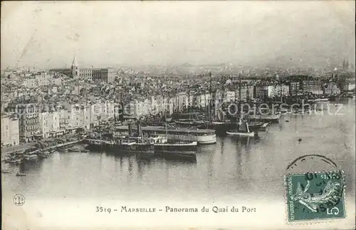 Marseille Panorama du Quai du Port Bateaux Stempel auf AK Kat. Marseille