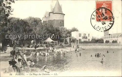 Pornic Plage du Chateau Stempel auf AK Kat. Pornic