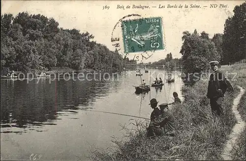 Paris Bois de Boulogne Les Bords de la Seine Stempel auf AK Kat. Paris