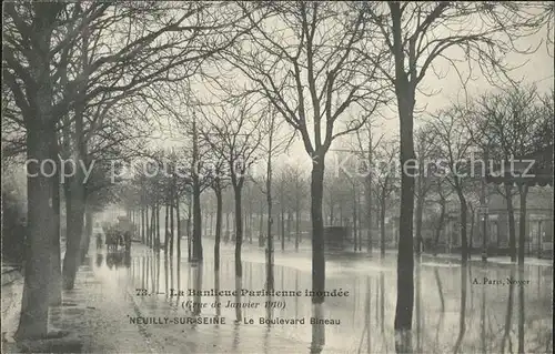 Neuilly sur Seine Boulevard Bineau Inondations 1910 Kat. Neuilly sur Seine