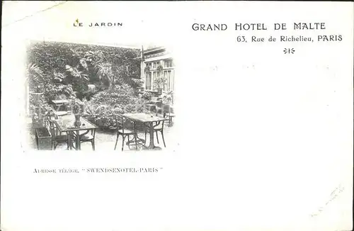 Paris Grand Hotel de Malte le jardin Kat. Paris