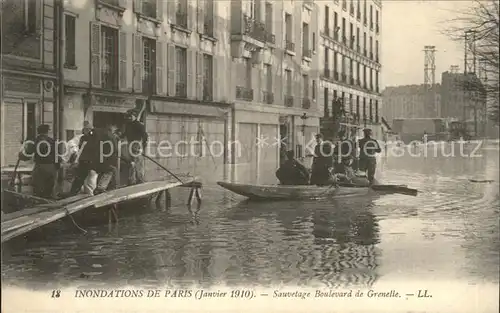 Paris Inondations 1910 Sauvetage Boulevard de Grenelle Kat. Paris
