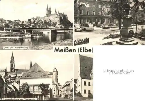 Meissen Elbe Sachsen Dom und Albrechtsburg Porzellanmanufaktur Boettgerdenkmal Tuchmacherbau Rathaus Kat. Meissen