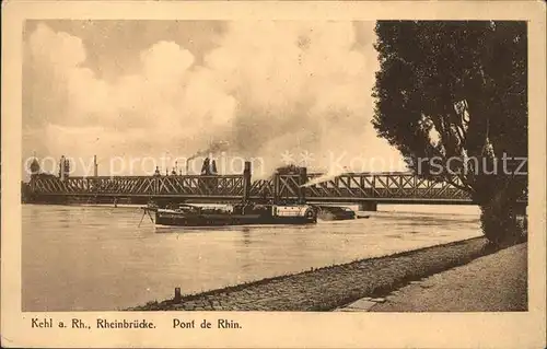 Kehl Rhein Rheinbruecke Frachtkahn Kat. Kehl