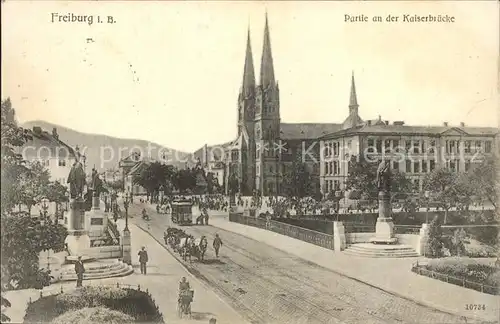 Freiburg Breisgau Kaiserbruecke mit Muenster Kat. Freiburg im Breisgau