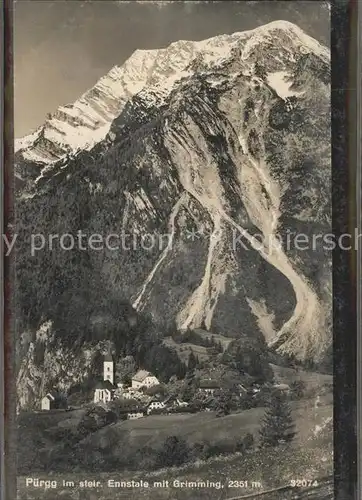 Puergg Trautenfels Alpengasthof Adam Ennstal mit Grimming Dachsteingebirge Kat. Puergg Trautenfels