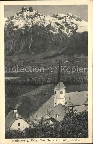 Werfenweng Kirche mit Eiskoegl Kat. Werfenweng