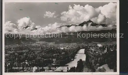 Innsbruck Panorama gegen Sueden mit Serles und Nockspitze Kat. Innsbruck